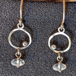 Thailand Silver 925, 1" drop hook earrings signed, pretty, delicate